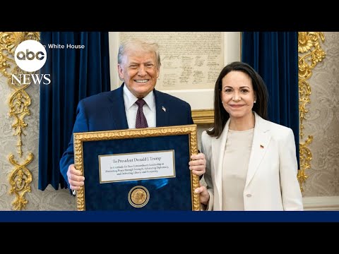 Venezuelan opposition leader presents Trump with her Nobel Peace Prize