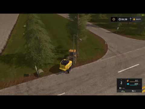 Farming Simulator 17 Baling Grass on Goldcrest Valley Timelapse