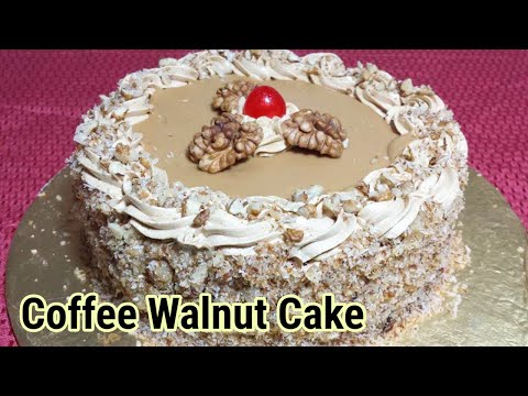 Bakery style Coffee walnut cake recipe_coffee walnut cake with two type of icing_butter icing cake