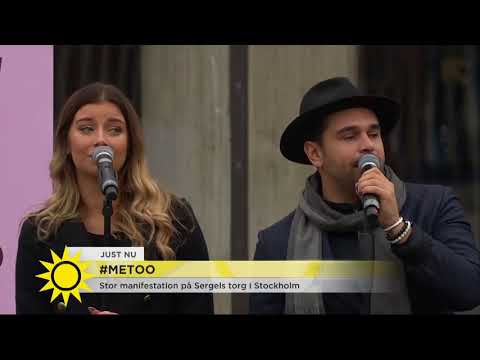 Här framför Idol-gänget "We Are The World" under #MeToo-manifestationen - Nyhetsmorgon (TV
