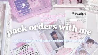pack orders with me💗☁️📦packing photocards and orders from my kpop small business (calming bgm, asmr)