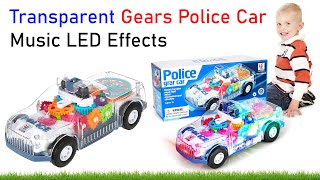 Transparent Gears Police Car Toy with Electric Music – New Functional Toy Review