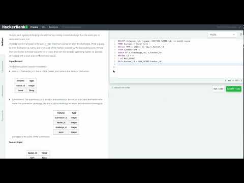 Hackerrank Sql Solution 9 Intermediate Sql Contest Leaderboard