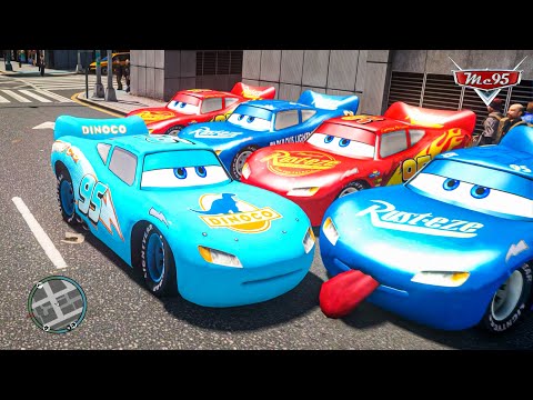 Crazy Dinoco Lightning McQueen vs Traffic Car Crashes Ep.98 - GTA 4