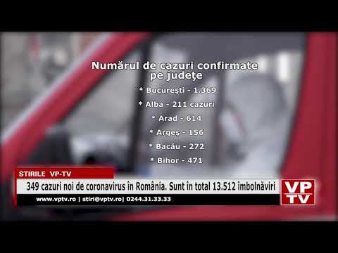 349 cazuri noi de coronavirus în România. Sunt în total 13.512 îmbolnăviri