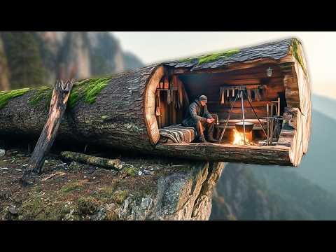 I Built a Hidden Shelter Inside a Tree in the Forest, Bushcraft Survival Alone