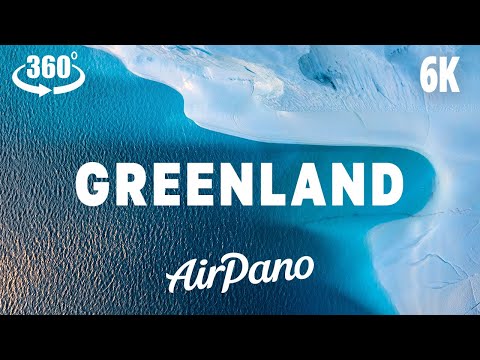 Greenland, Land of Ice. Aerial 360° video trailer in 6K