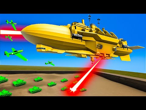 Defending vs The Biggest BOSS AIRSHIP Ever Made in Ravenfield (Green Army Men)