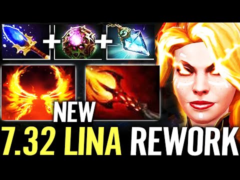 🔥 7.32 LINA MID NEW SKILL Aghanim Reworked — Dagon + Octarine Prism -34% CD MAX MID Dota 2 Pro