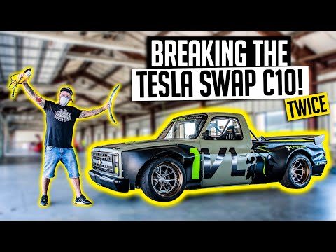 We Broke the Tesla Swapped C10 at Holley High Voltage - EV Chevy Squarebody Ep. 30