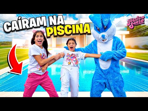 MANU AND THE EVIL RABBIT FELL INTO THE POOL (JÉSSICA SOUSA AND FAMILY)