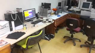 I am radiating. Me vs Geiger counter... after radio iodine treatment..