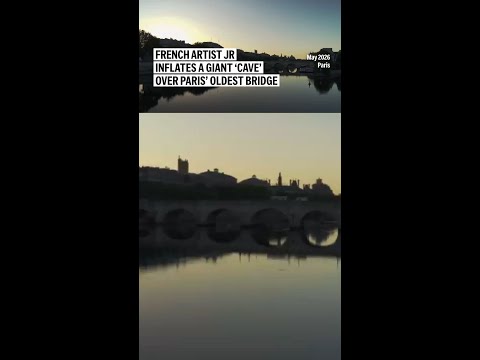 Video Thumbnail: French artist JR inflates a giant ‘cave’ over Paris’ oldest bridge