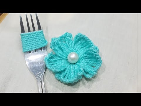 Hand Embroidery Amazing Trick Easy Flower Embroidery Making Flower with Fork