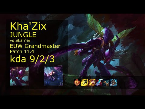 Kha'Zix vs Skarner Jungle - EUW Grandmaster 9/2/3 Patch 11.4 Gameplay