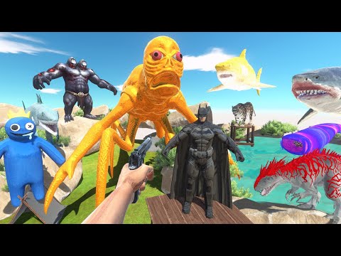 FPS Avatar Rescues Batman and Fights Titanus Rex,Bloop,Dinosaurs - Animal Revolt Battle Simulator