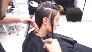 Amazing Short Bob Haircut with Blonde highlights - Long to Short Transformation