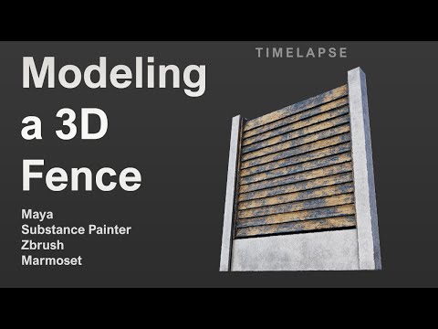 Creating a 3D Fence (Maya, ZBrush, Substance Painter, Marmoset Toolbag) Timelapse