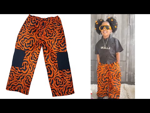How to cut and sew trending Ankara baggy trouser with elastic waist for kids