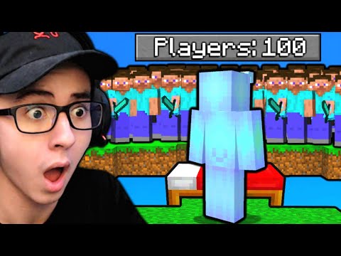Fighting 100 PLAYERS in Minecraft Bedwars…