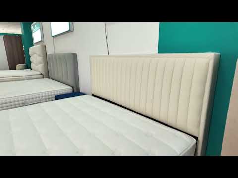 Set Pat Tapitat cu Saltea si Somiera Arden White, 160x200 cm 1