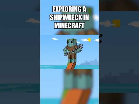 Exploring a shipwreck in minecraft!