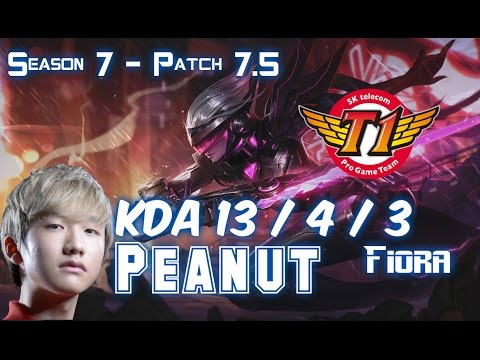 SKT T1 Peanut FIORA vs RENEKTON Top - Patch 7.5 KR Ranked