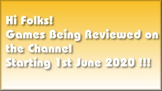 Hello Team!  Games being covered next week are....