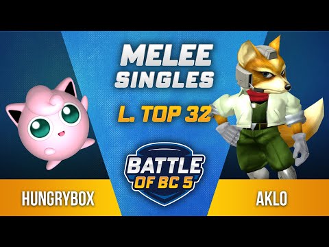 Hungrybox (Jigglypuff) vs aklo (Fox) - Melee Singles Losers Top 32 - Battle of BC 5