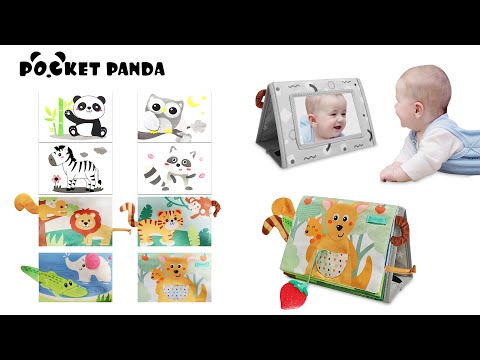 Baby Mirror Tummy Time Toy, Infant Contrast Crinkle Book with Teether for 0-3-6-12 Months Girl, Boy