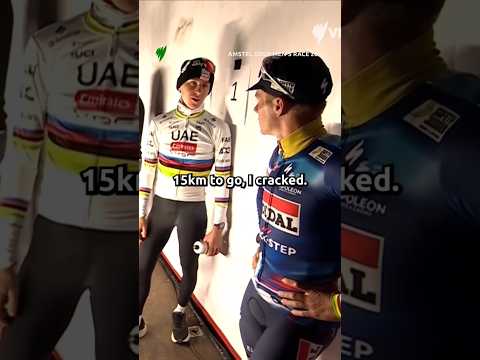 😅 Pogacar cracking on bike then with jokes