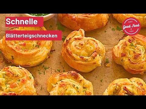 Schnelle BLÄTTERTEIGSCHNECKEN | herzhaft mit Schinken und Käse | Einfach  zubereitet