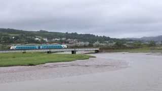 preview picture of video 'Arriva's Trains passing through Kidwelly, (& Bridge) August 2013'
