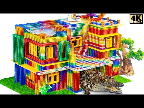 Build Most Beautiful Mansion House For Crocodile From Magnetic Balls (Satisfying)| Magnet Satisfying
