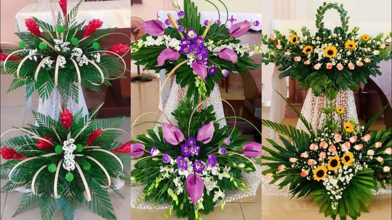 modern Church fresh flower arrangement in decoration ideas