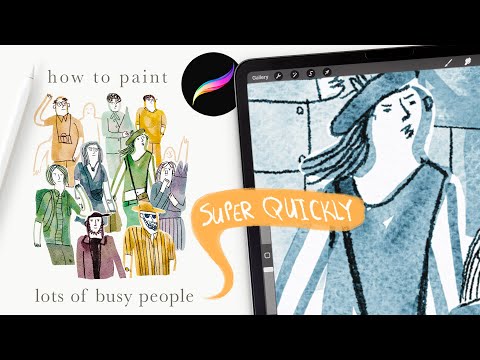 let's paint a crowd of simple people in Procreate // procreate watercolor tutorial for beginners