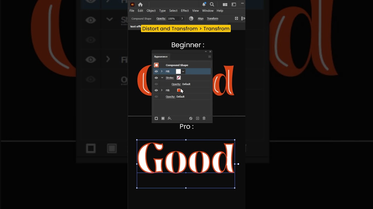 Text Effect beginner vs pro in Adobe Illustrator cc Tutorial