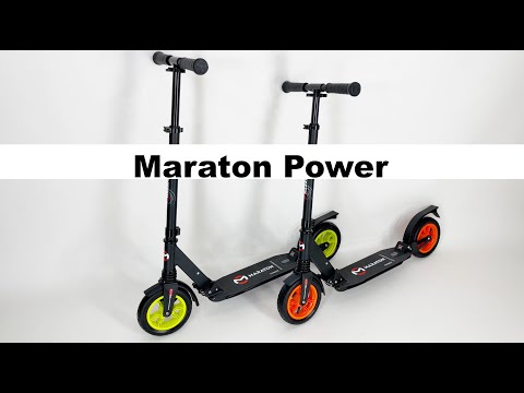Самокат Maraton Power с надувными колесами черно-оранжевый - фото 1 - id-p1424616596