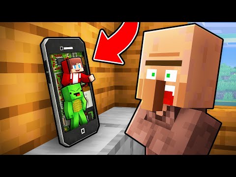 How JJ and Mikey Hide Inside Phone To Prank Villager in Minecraft (Maizen)