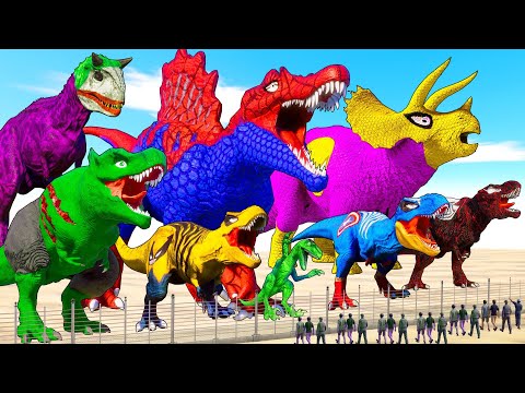 T-REX vs ALL LARGE AND MEDIUM CARNIVORE DINOSAURS - Jurassic World Evolution 2