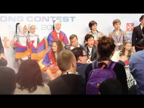JESC 2014. Winners press-conference with Vincenzo Cantiello, Krisia and Betty