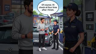 Filling the Car with Fuel โฝ | Easy English Conversation (B1 Level)