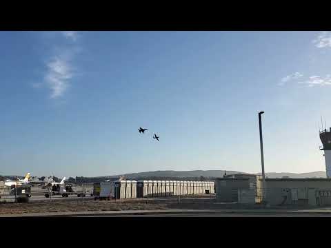 F16 and P-51 practice for heritage flight b