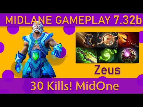 💥30 Kills! MidOne Zeus Mid Gameplay - Top MMR Dota 2