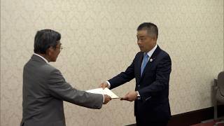 7月7日【びわ湖放送ニュース】滋賀県政史上初の４選　三日月氏に当選証書