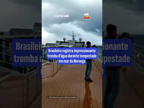 Brasileira registra impressionante tromba d’água durante tempestade em mar da Noruega