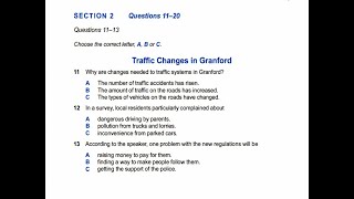 IELTS Listening Practice Section-2(Traffic Changes in Granford) with answers