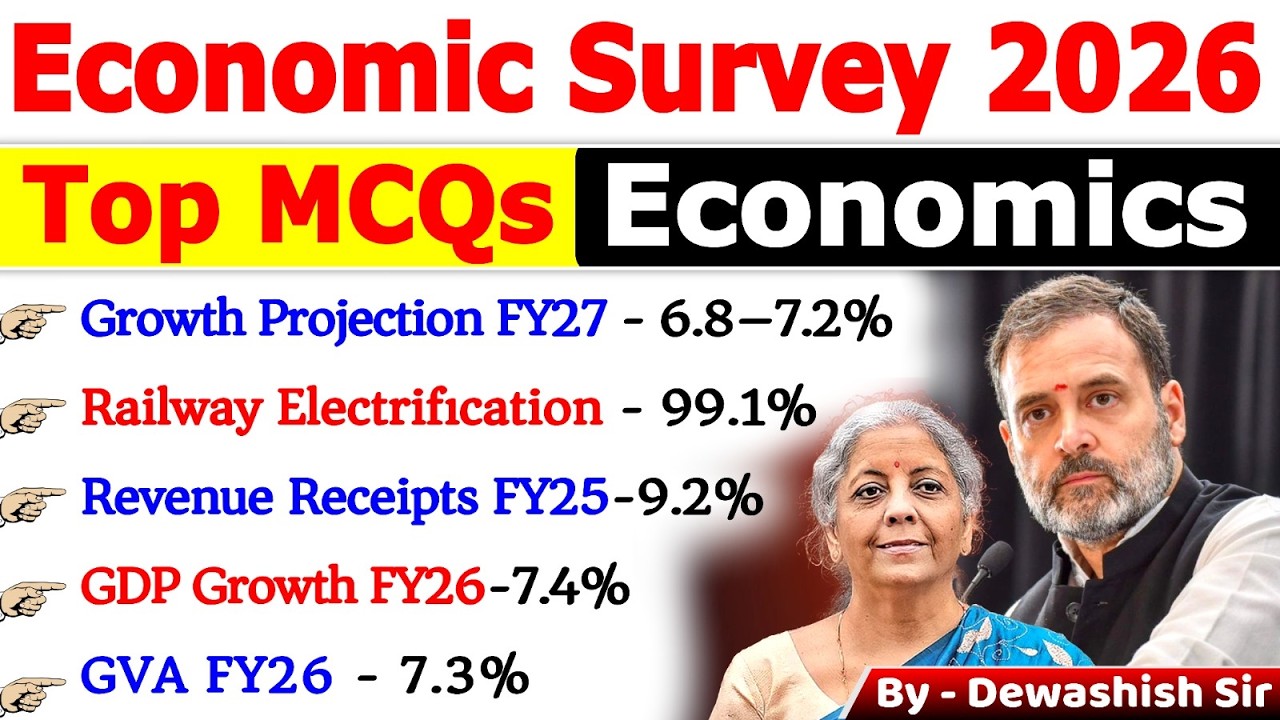 Economic Survey 2025–26 🔥 Top MCQs | Most Important for All Exams | Dewashish Sir