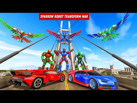 Robot Perang Burung Gagak Berubah Jadi Mobil | Sparrow Robot Car Games - Robot Transform Games