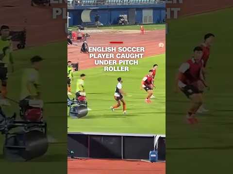 English soccer player caught under pitch roller
